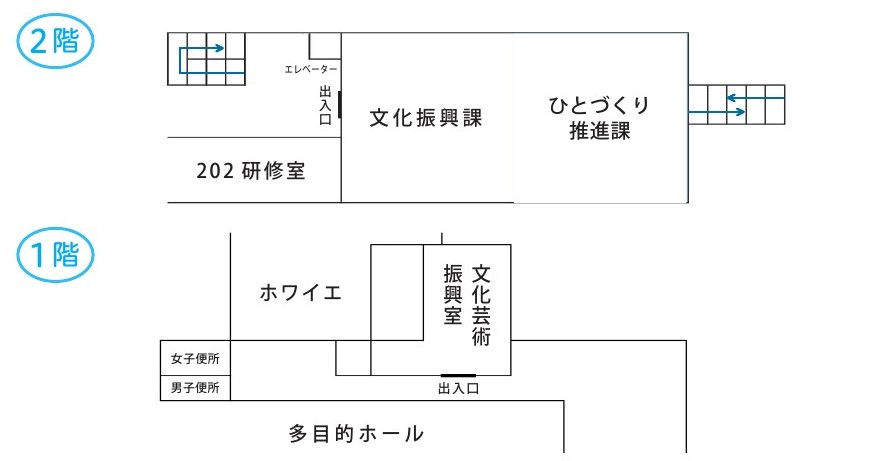 市民学習センターの1階と2階の見取り図の画像