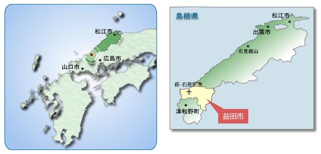益田市の位置を示す地図の画像