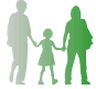 家族が手を繋いで歩いているイメージのイラスト