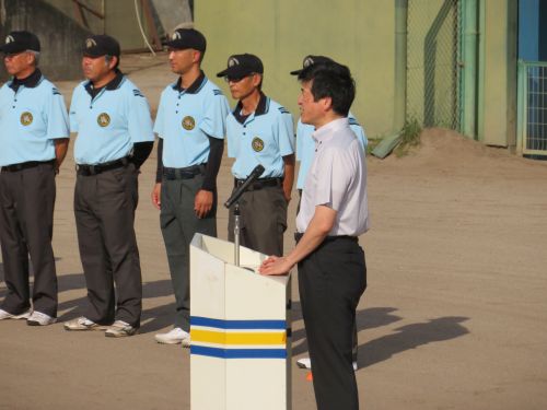 第43回JAカップ島根県学童軟式野球選手権大会益田・鹿足大会（兼）第54回益田市少年優勝野球大会に出席の市長の写真