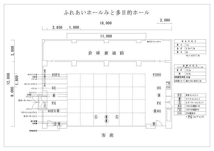 ふれあいホールみとの舞台平面図の画像